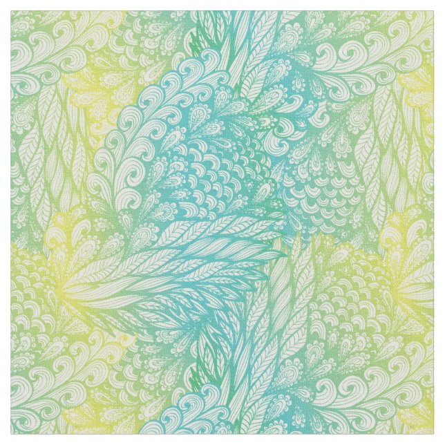 Tissu Gradient jaune et bleu vintage floral (Fermer)