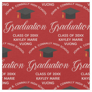 Tissu Graduation Rouge Blanc Personnalisé 2025 Graduate