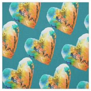 Tissu Graffiti coeur aquarelle rue art