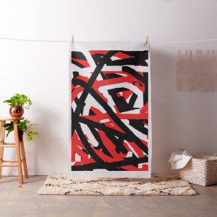 Tissu Graffiti noir, blanc et rouge