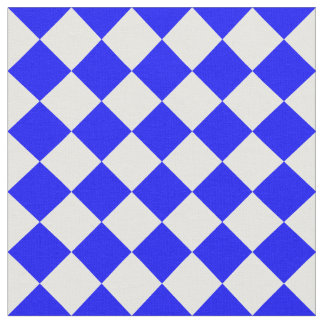 Tissu Grand Checkered de Diag - blanc et bleu