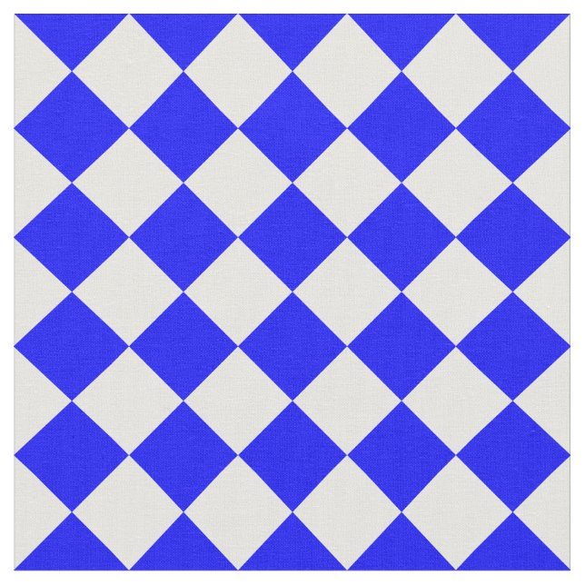 Tissu Grand Checkered de Diag - blanc et bleu (Fermer)