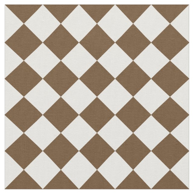 Tissu Grand Checkered de Diag - brun blanc et foncé (Fermer)