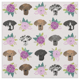 Tissu Grand floral de lavande de chien Dane