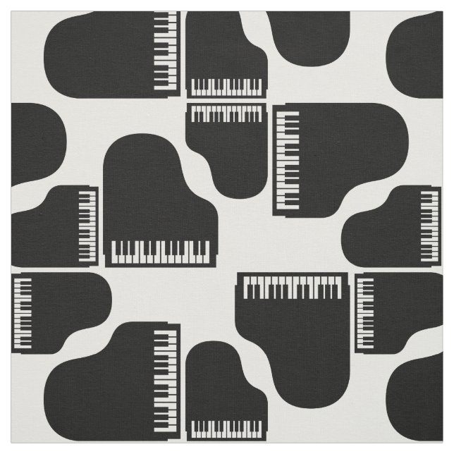 Tissu Grand Piano Motif Retro Black & White Music (Échantillon)