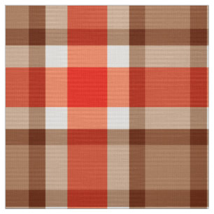 Tissu Grand plaid moderne, orange de corail, brun et Tan