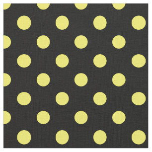 Tissu Grand pois - citron sur le noir