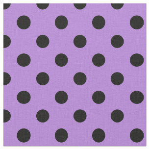 Tissu Grand pois - noir sur la lavande