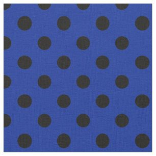 Tissu Grand pois - noir sur le bleu impérial