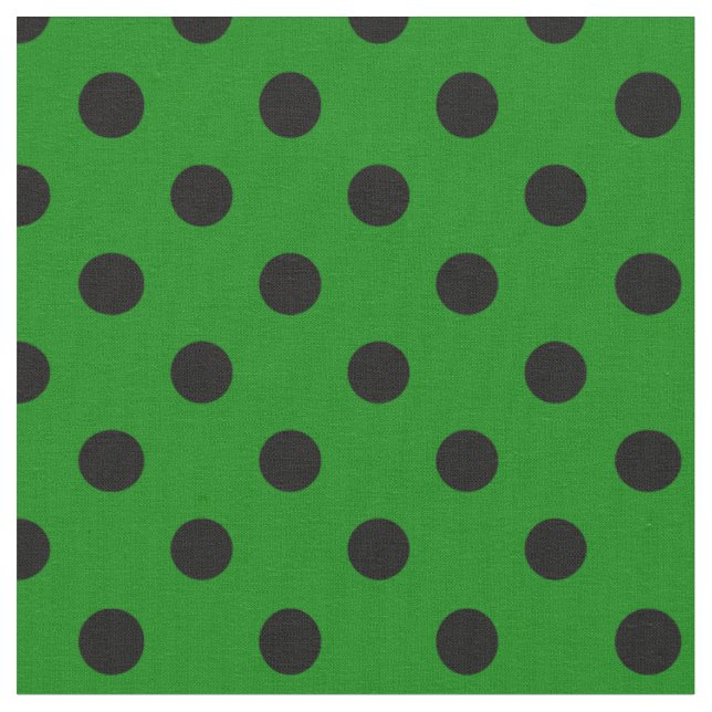 Tissu Grand pois - noir sur le vert (Fermer)