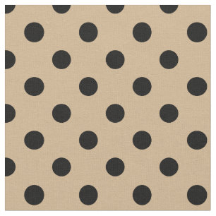 Tissu Grand pois - noir sur Tan