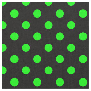 Tissu Grand pois - vert électrique sur le noir