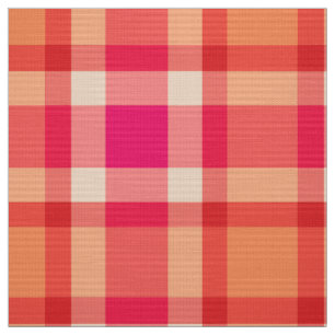 Tissu Grand rose moderne de plaid, d'orange, de corail