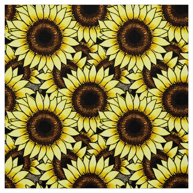 Tissu Grand Tournesol Jaune Doré (Échantillon)