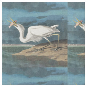 Tissu Grande Aigrette d'Audubon : Oiseau côtier vintage
