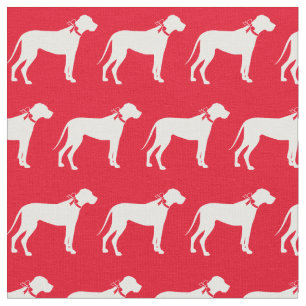Tissu Grande Danse Chien Silhouette Animal Rouge