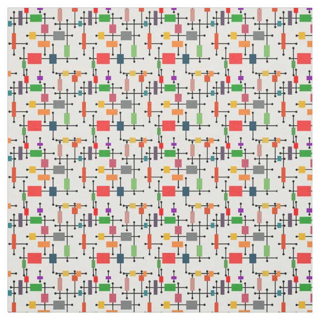 Tissu Grande grille moderne du milieu du siècle  (Échantillon)