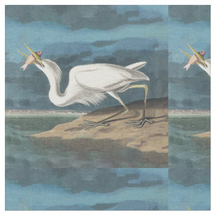 Tissu Grande Peinture de la faune d'Audubon Heron blanc