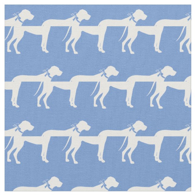 Tissu Grande silhouette de chien Danois bleu clair (Fermer)
