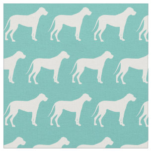 Tissu Grande silhouette de chien Danois en Teal
