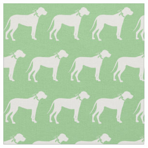 Tissu Grande silhouette de chien Danois vert sauge