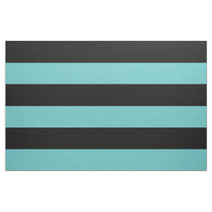 Tissu Grandes rayures noires et turquoises
