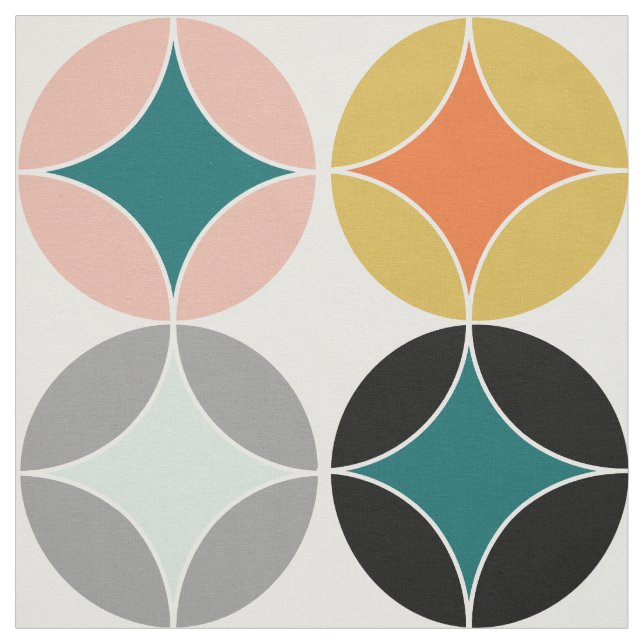 Tissu Grands cercles du milieu du siècle moderne répétit (Échantillon)
