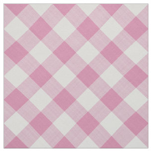 Tissu Grands chèques En vichy rose Motif géométrique