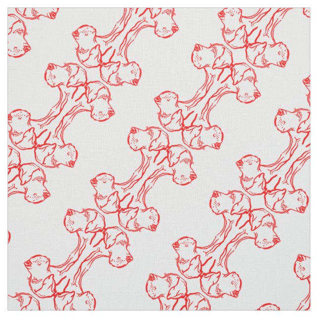 Tissu Grands Danois rouges sur coton (Échantillon)