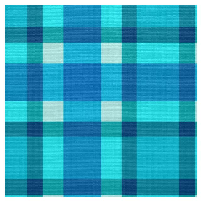 Tissu Grands plaid, bleu de cobalt, Aqua et turquoise (Échantillon)