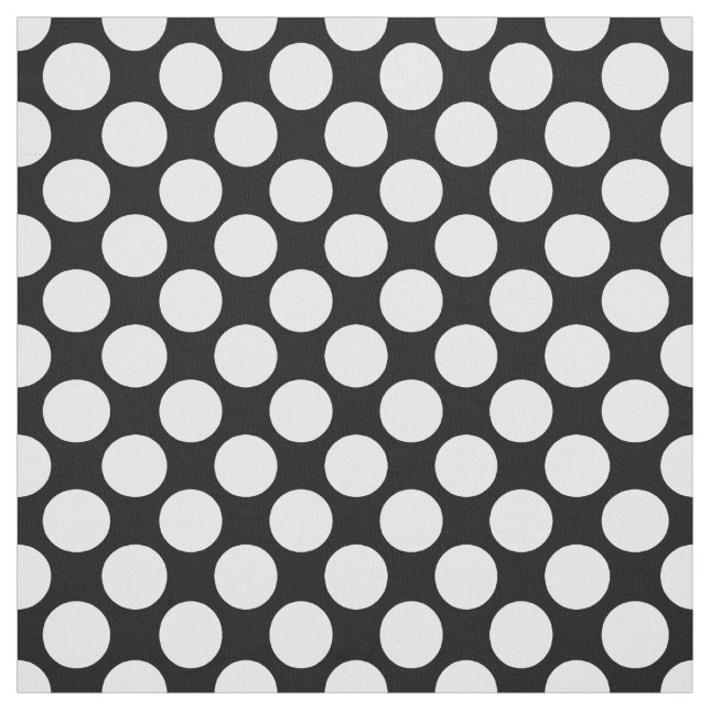 Tissu Grands points rétro - blanc et noir (Échantillon)