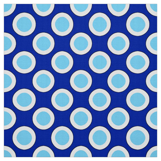 Tissu Grands rétros points, bleu de cobalt et blanc (Échantillon)
