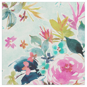 Tissu GRANDS RÊVES Mint Pink Floral