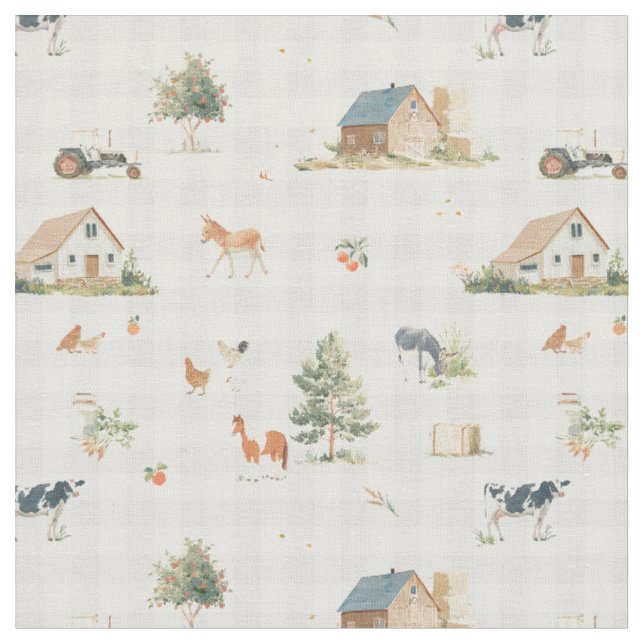 Tissu Grange à ânes bleu écossais  (Fermer)