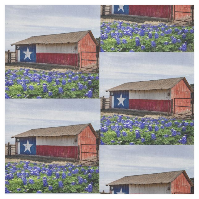 Tissu Grange de paysage du Texas avec des Bluebonnets (Échantillon)