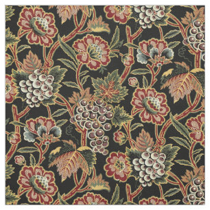 Tissu Grapevine & Fleurs Vintage Victorian Era Motif