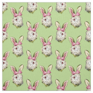 Tissu Graphique de lapin de Pâques avec cabot rose