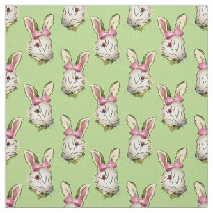 Tissu Graphique de lapin de Pâques avec l'arc rose