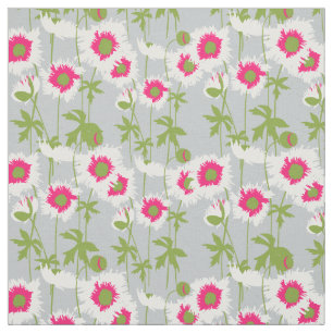 Tissu Graphisme floral de l'art du pavot blanc