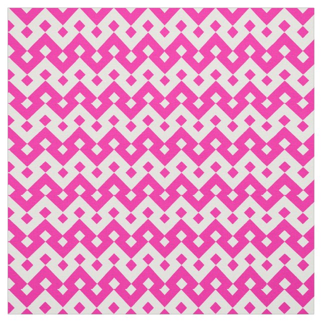 Tissu Gras Géométrique rose et blanc Chevrons (Échantillon)