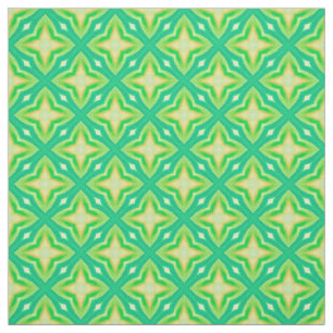 Tissu Gras néon vert étoile motif mosaïque