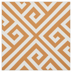 Tissu Gravure Orange Clé grecque Grande Échelle