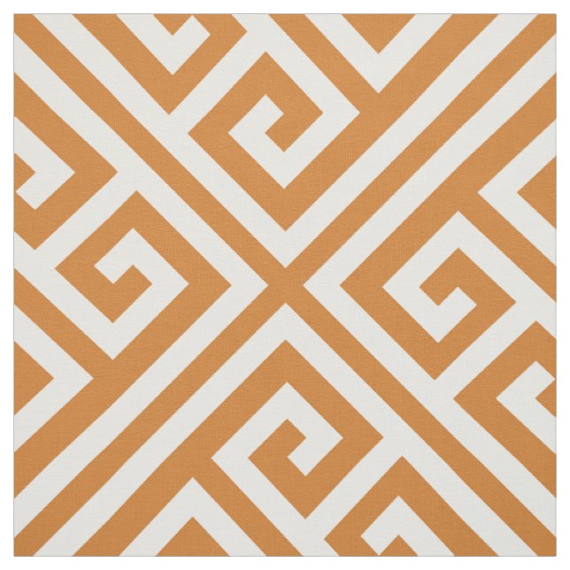 Tissu Gravure Orange Clé grecque Grande Échelle (Échantillon)