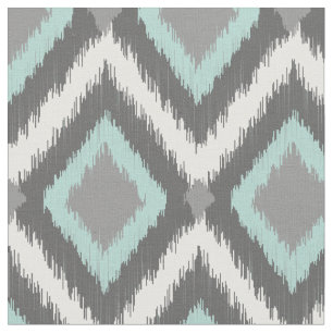 Tissu Gray and Aqua Tribal Ikat Chevron