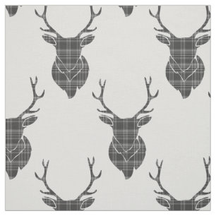 Tissu Gray Tartan Tête de la barre Antler Russe Motif