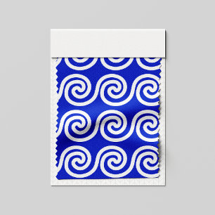 Tissu Grec Meander Key Waves Motif Bleu