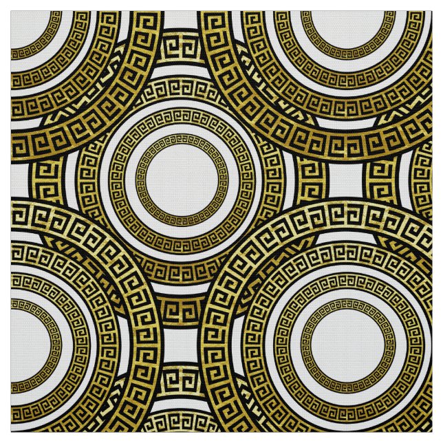 Tissu Grec méandre en Motif doré (Échantillon)