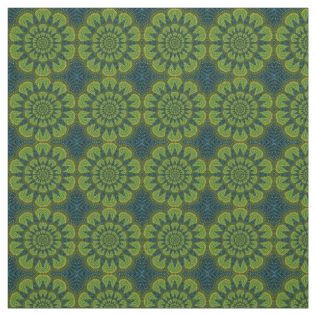 Tissu Green Navy Blue Modern Ethnic Textile Tribal Impri (Échantillon)