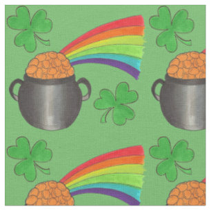 Tissu Green Rainbow Shamrock Saint Patrick's Day Fun