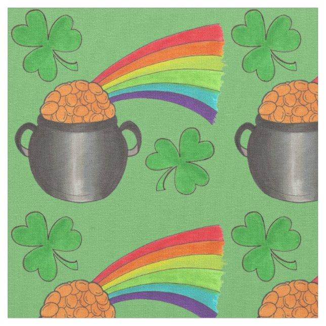 Tissu Green Rainbow Shamrock Saint Patrick's Day Fun (Fermer)